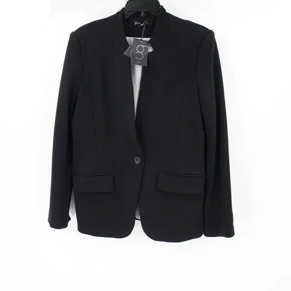 NWT Gibson Blazer Women's large Notch Collar One Button Black Cotton Blend work - Picture 1 of 12